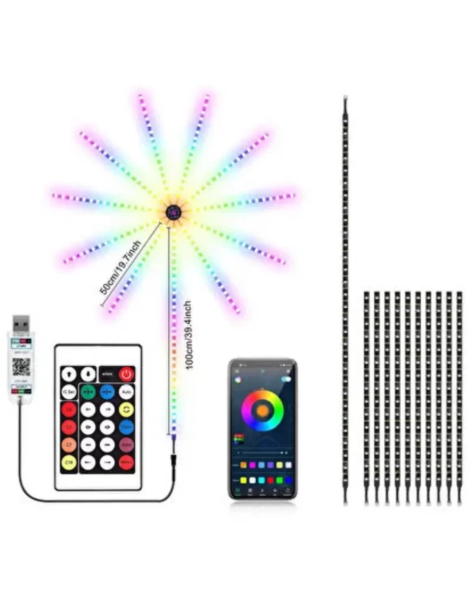 Yeni Nesil RGB LED Duvar Dekoru Sökülebilir Kollu Havai Fişek Işık Sistemi