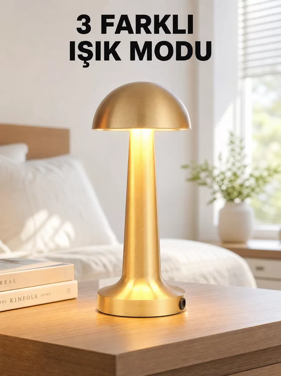 Yeni Nesil Şarjlı LED Masa Lambası Kablosuz 3 Renk Modu USB Şarjlı Dimmerli – 4-8 Saat