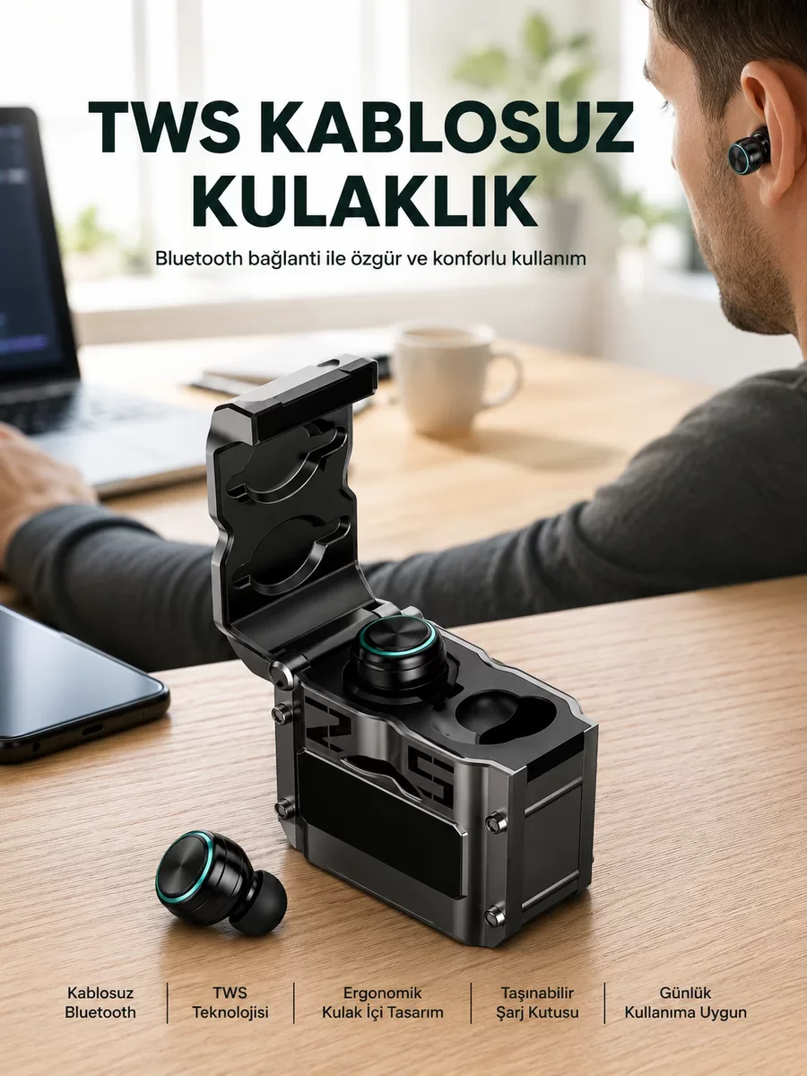 Yeni Nesil Suya Dayanıklı Bluetooth Kulaklık – Ergonomik Spor Kulaklığı, Dokunmatik Kontrollü