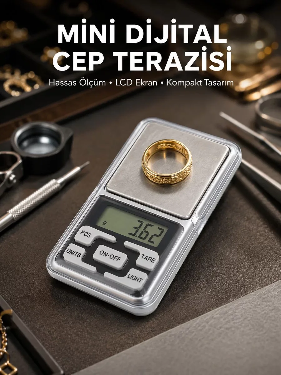 Yeni Nesil Taşınabilir Dijital Cep Terazisi - 5 Ölçüm Birimi ve Arka Aydınlatmalı LCD