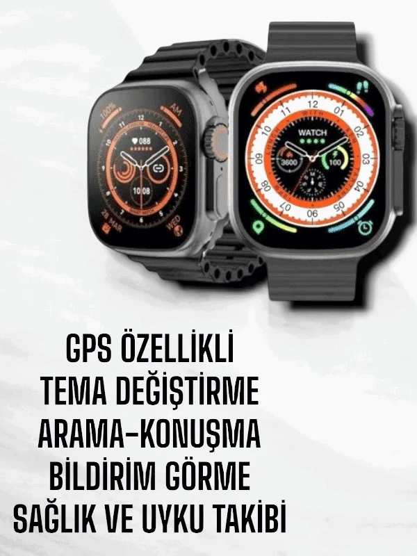 Yeni Nesil Ultra Akıllı Saat Titreşimli, Uyku & Sağlık Takibi, Çift Kordon