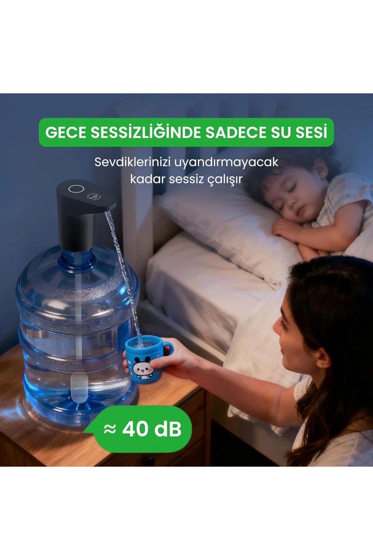 Yeni Nesil Ultra Sessiz Ve Ultra Hızlı Otomatik Damacana Pompası Siyah