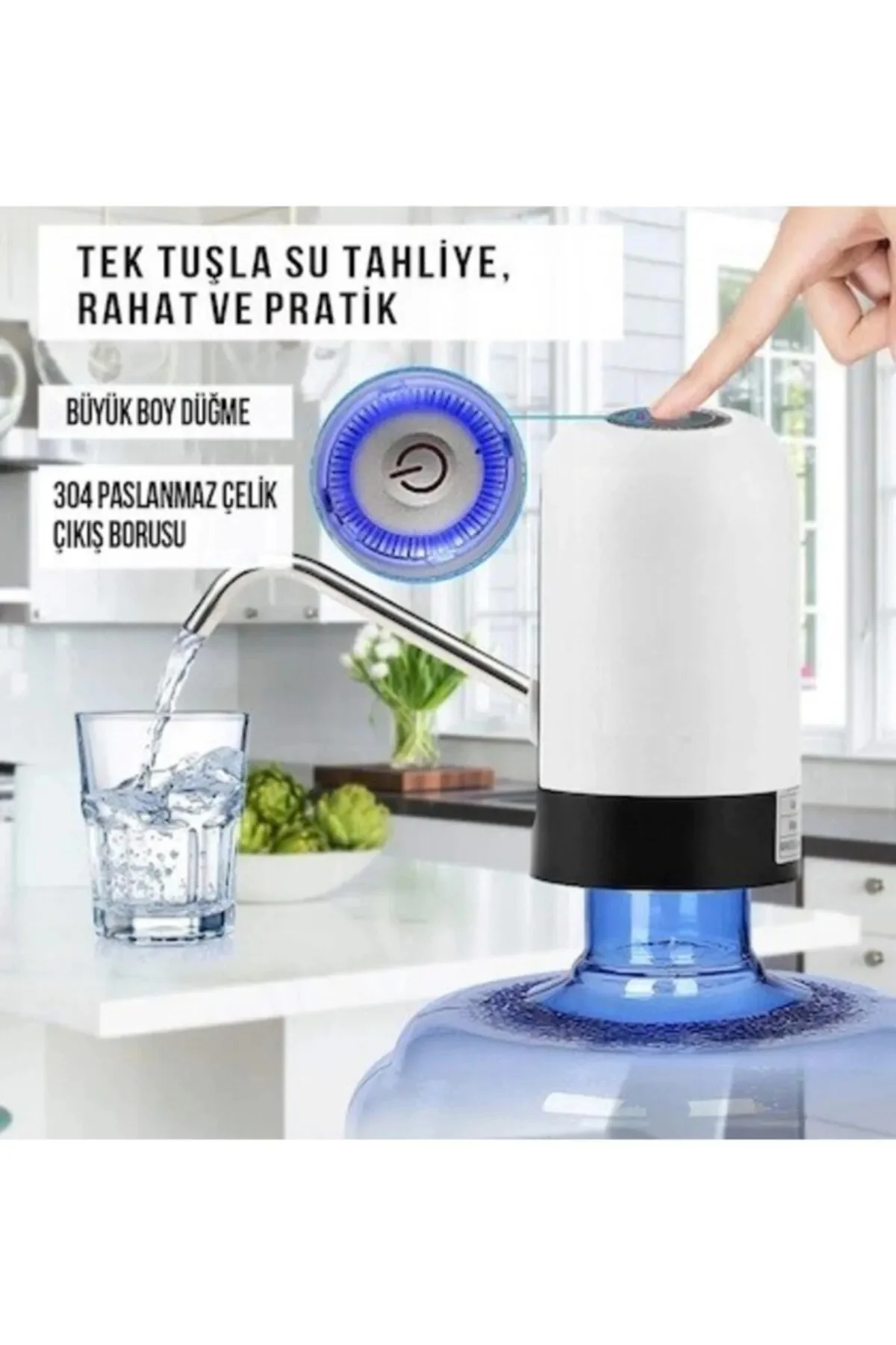 Yeni Nesil Usb Ile Şarj Edilebilir Elektrikli Otomatik Damacana Su Pompası