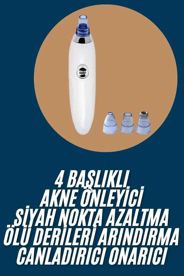 Yeni Nesil Vakumlu Pilli Siyah Nokta ve Yüz Temizleme Cihazı 4 Başlıklı