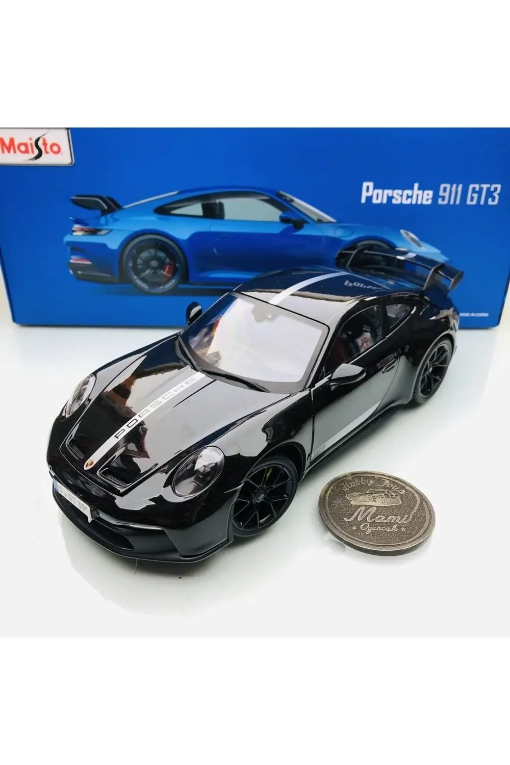 YENİ - NEW 2022 Porsche 911 (992) GT3 Black 1:18 Ölçek Maisto Pre