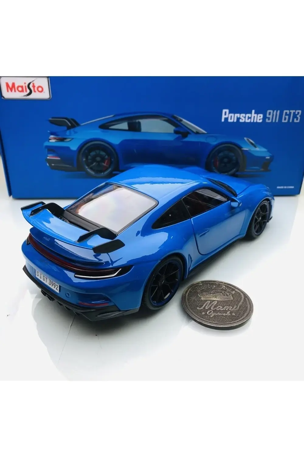 YENİ - NEW 2022 Porsche 911 (992) GT3 Blue 1:18 Ölçek Maisto Prem