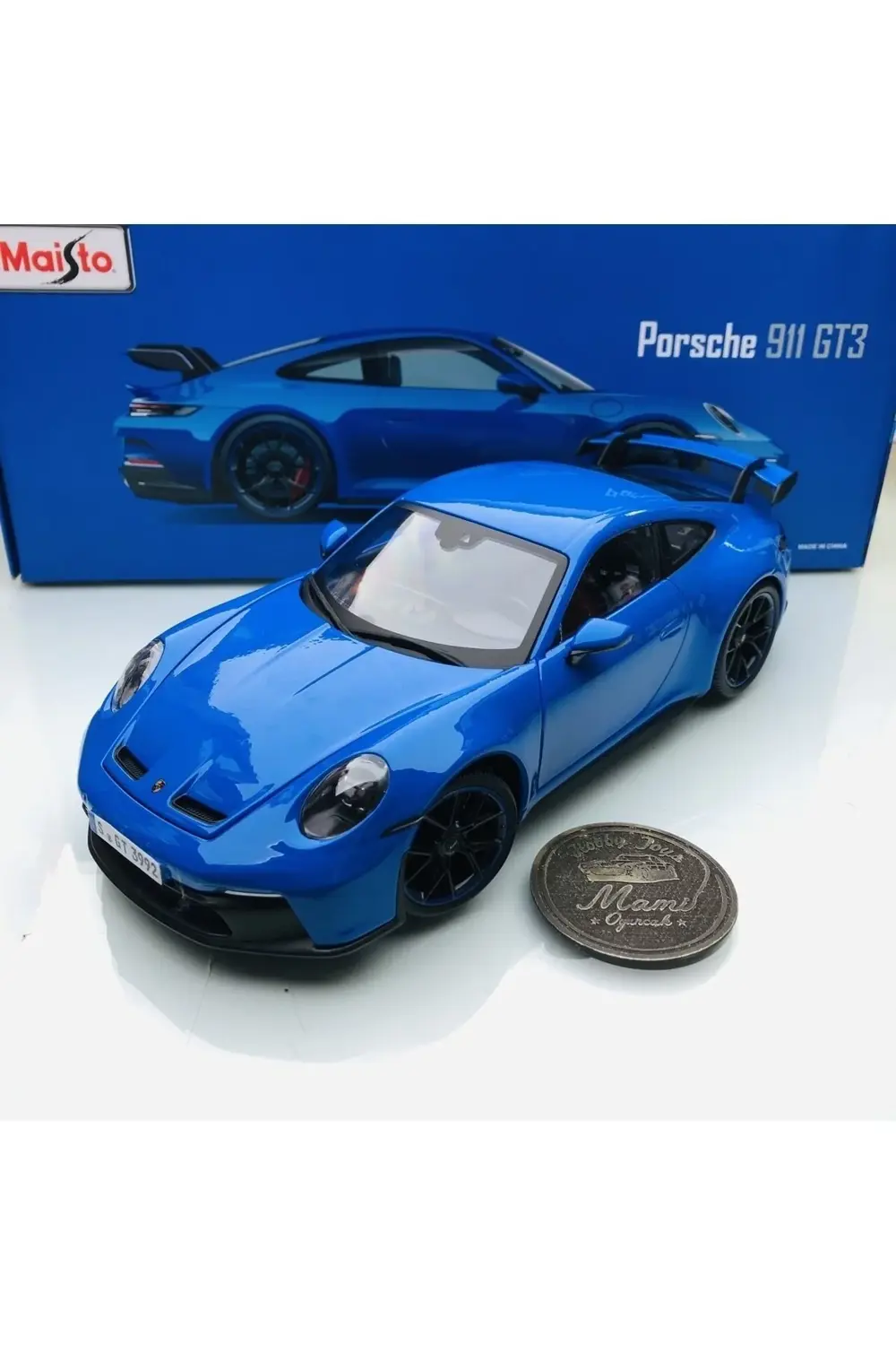 YENİ - NEW 2022 Porsche 911 (992) GT3 Blue 1:18 Ölçek Maisto Prem