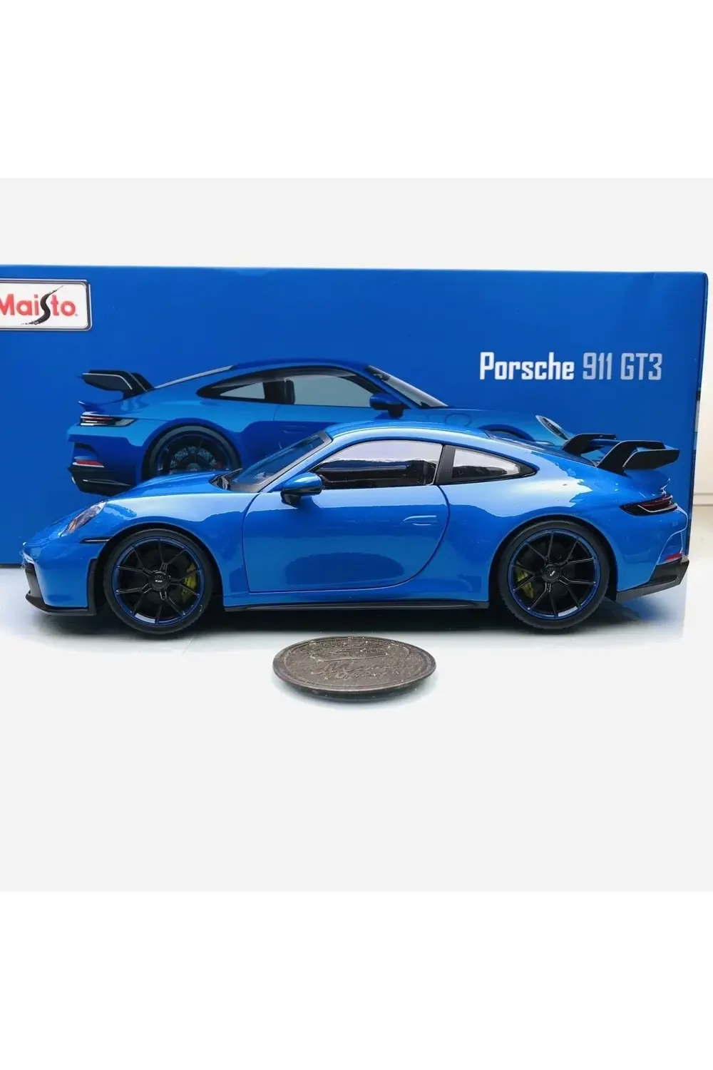 YENİ - NEW 2022 Porsche 911 (992) GT3 Blue 1:18 Ölçek Maisto Prem