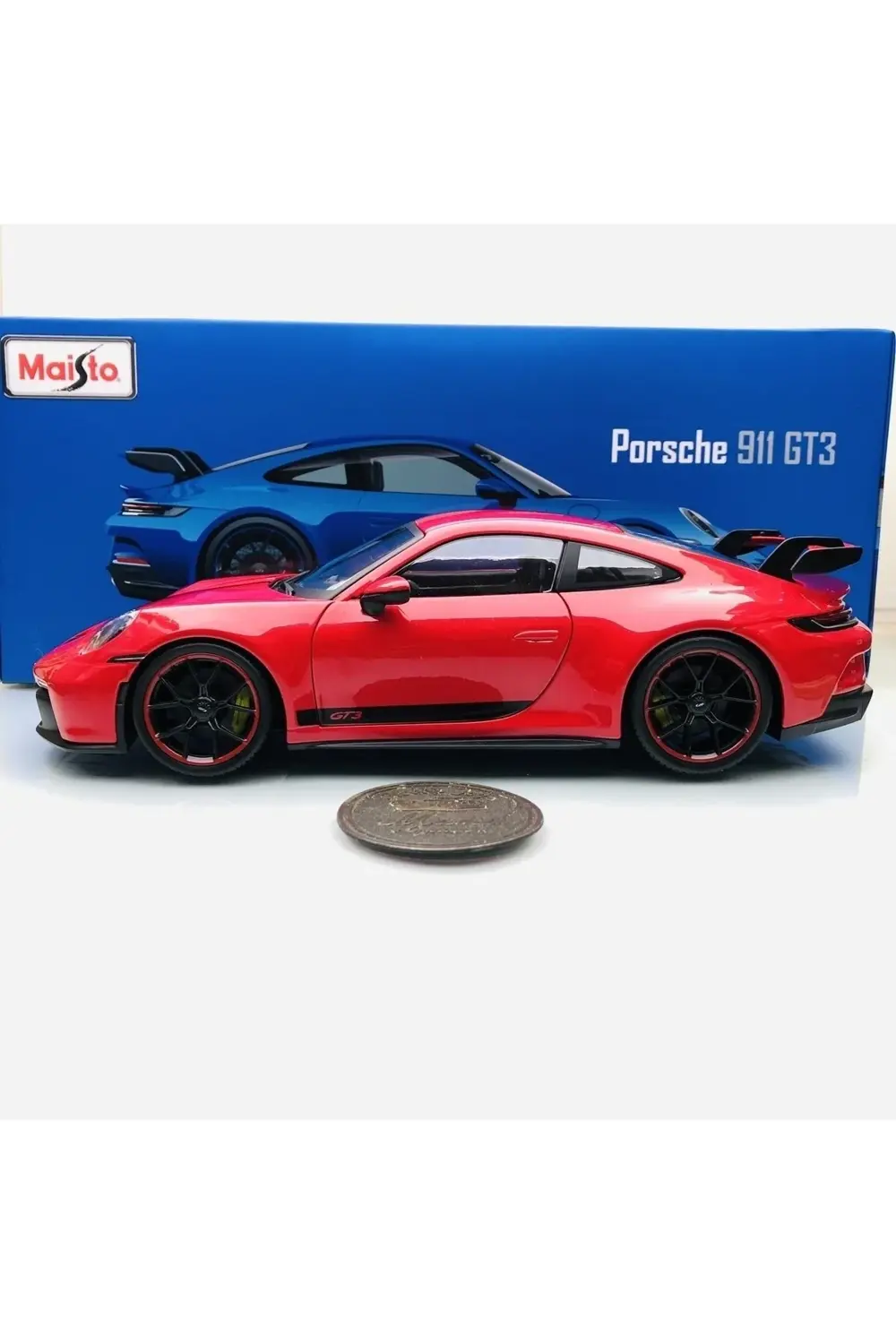 YENİ - NEW 2022 Porsche 911 (992) GT3 Red 1:18 Ölçek Maisto Premi