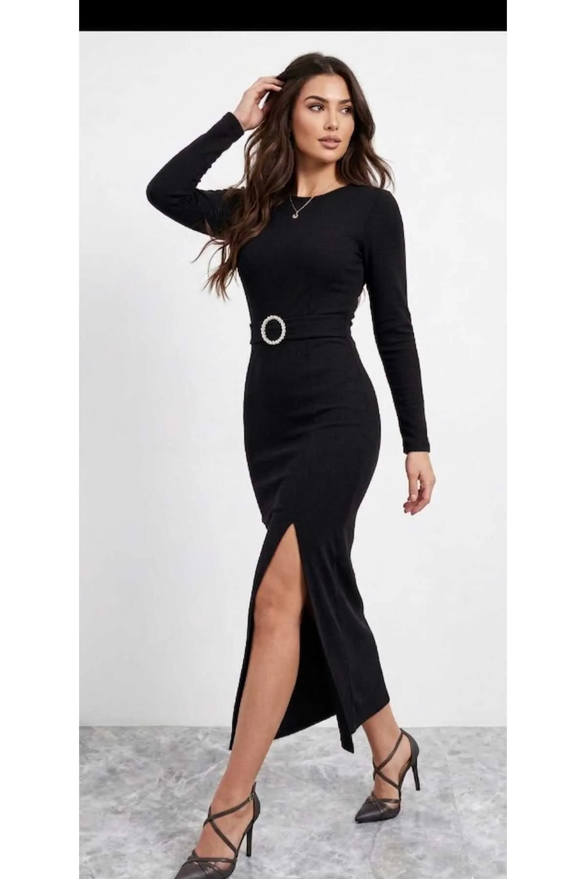 Yeni Sezon Zara Model Yırtmaçlı Krep Kumaş Kadın Elbise Yeni Sezon Zara Model Yırtmaçlı Krep Kumaş Kadın Elbise - Görsel 2