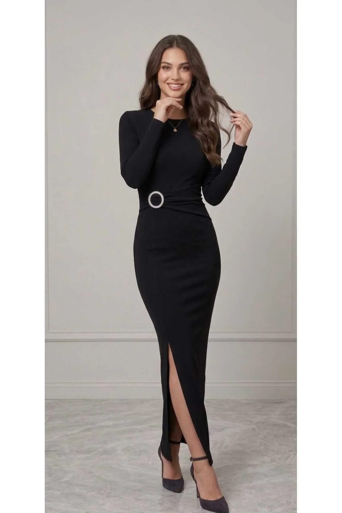 Yeni Sezon Zara Model Yırtmaçlı Krep Kumaş Kadın Elbise Yeni Sezon Zara Model Yırtmaçlı Krep Kumaş Kadın Elbise - Görsel 4