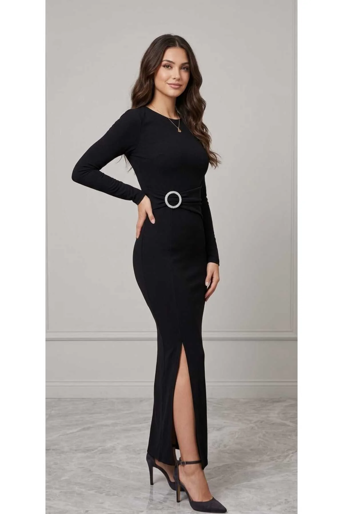 Yeni Sezon Zara Model Yırtmaçlı Krep Kumaş Kadın Elbise Yeni Sezon Zara Model Yırtmaçlı Krep Kumaş Kadın Elbise