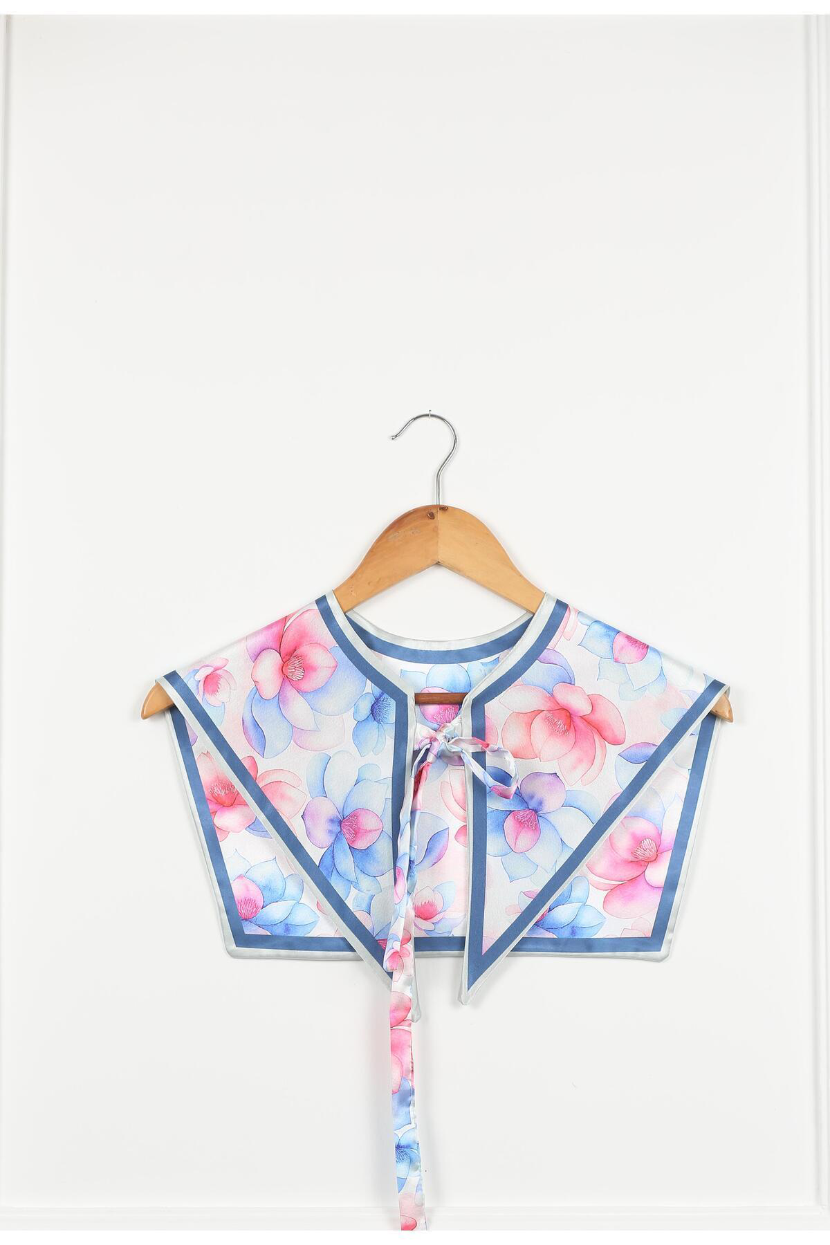 Yeni Stil Omuz Şalı Turuncu Mavi Pembe Çiçek Desenli