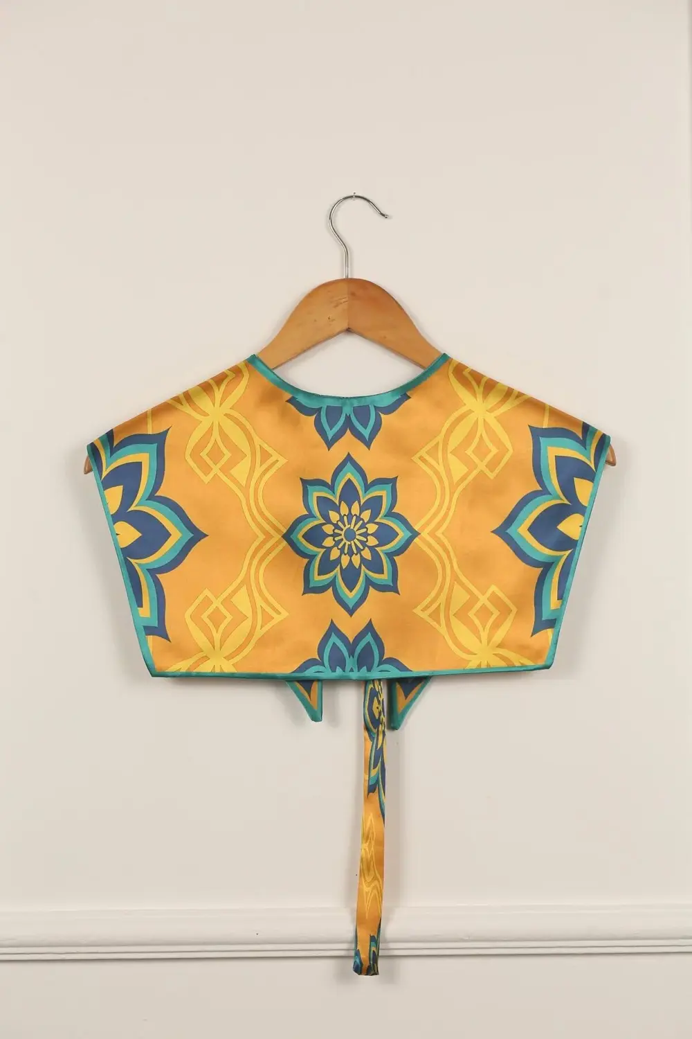 Yeni Stil Omuz Şalı Sarı Mavi Şal Desenli