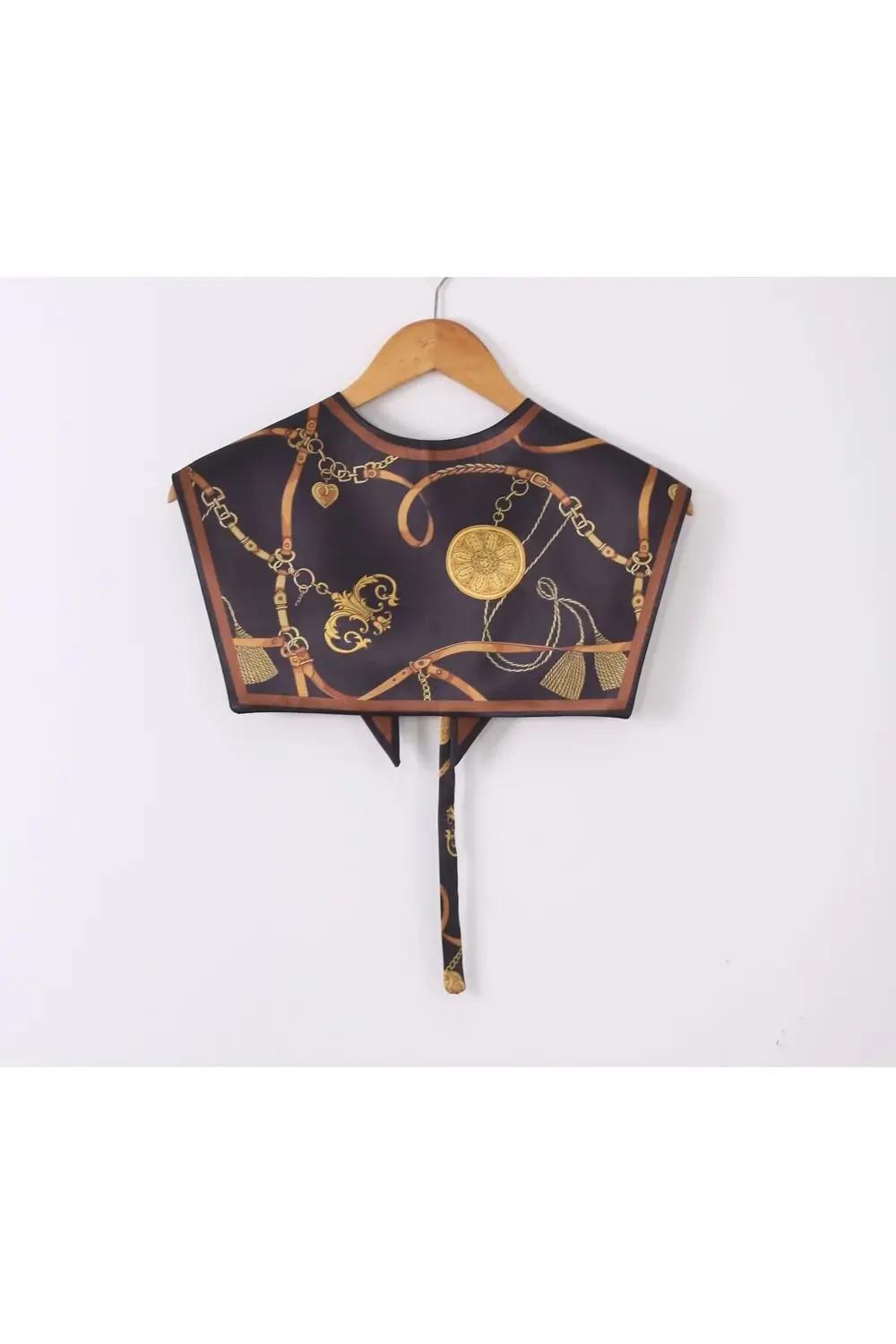 Yeni Stil Omuz Şalı Siyah Kemer Desenli