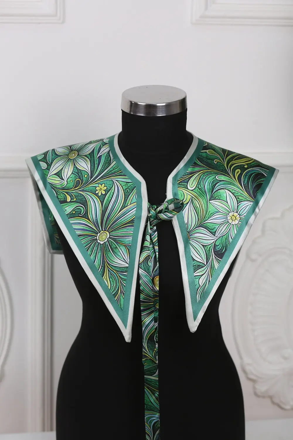 Yeni Stil Omuz Şalı Yeşil Çiçekli Desenli