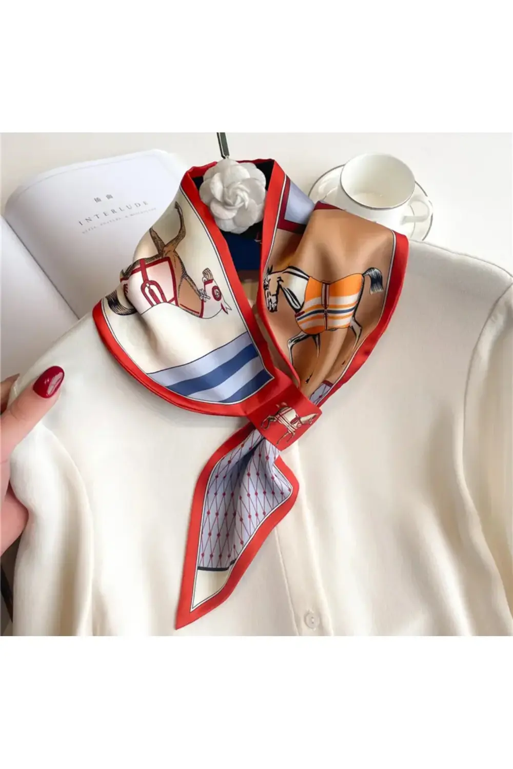 Yeni Stil Omuz Şalları Mavi Desen