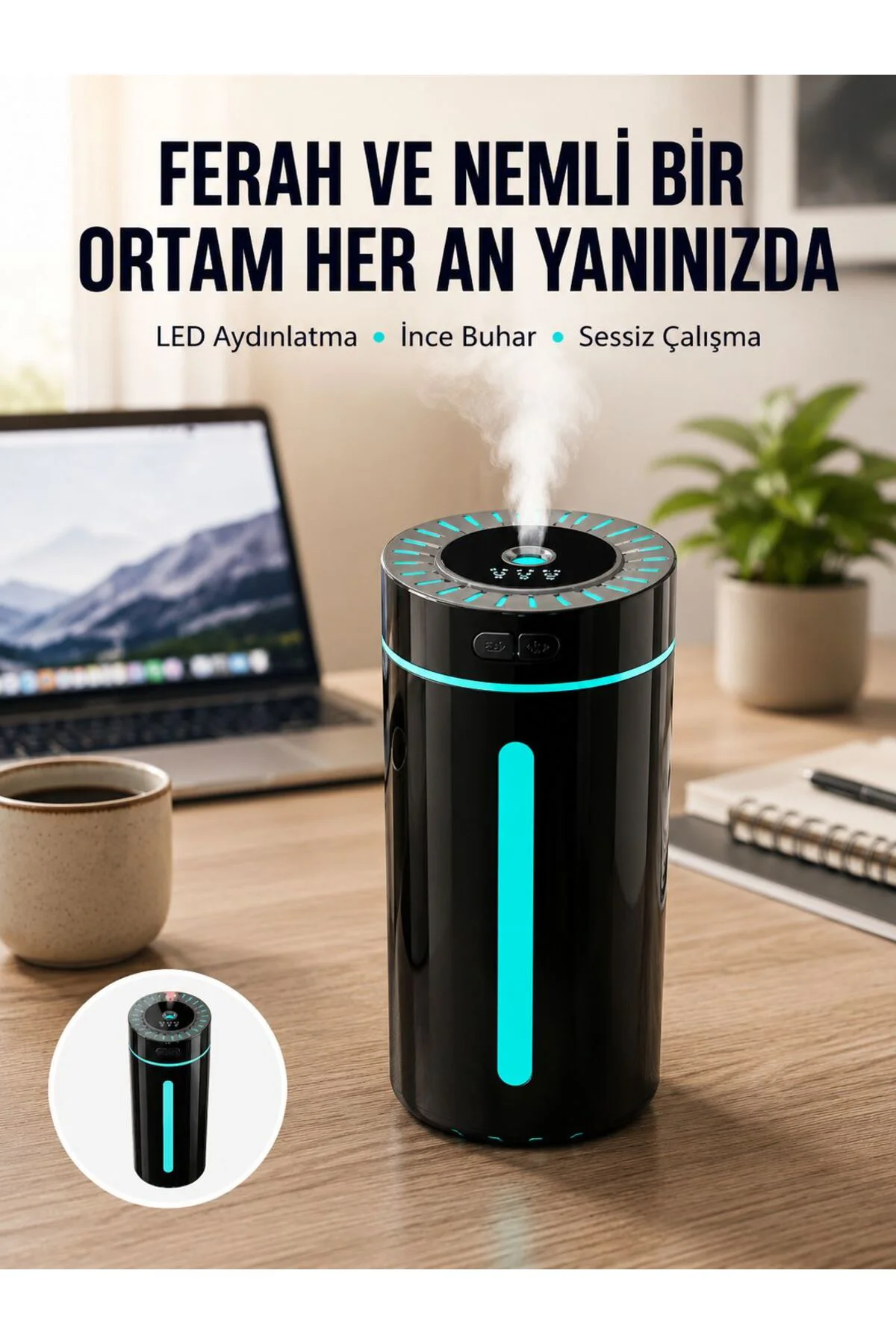YENİ Ultrasonik Nemlendirici LED Işıklı Aromaterapi Difüzör Sessiz Çalışma Yeni Nesil TREND