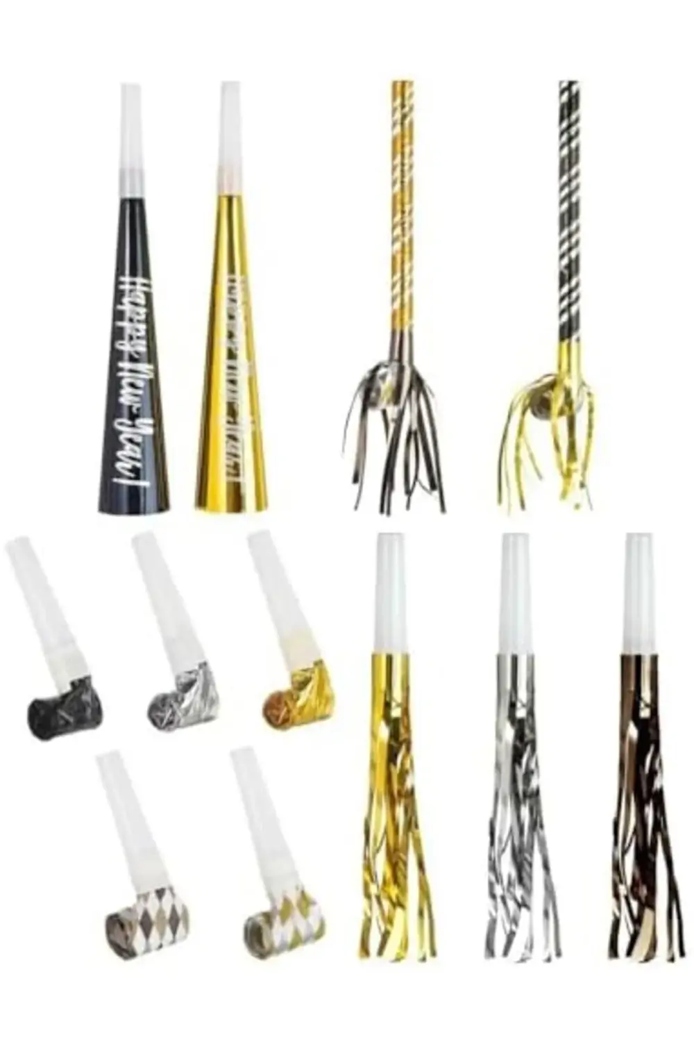 Yeni Yıl Boynuzları ve Üfleme Değer Paketi | 50 Adet, Tek Beden,