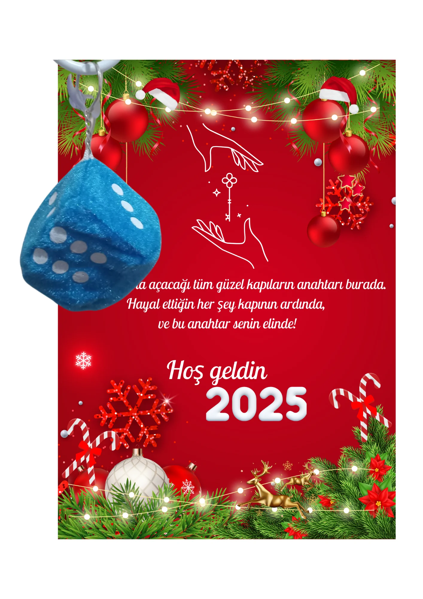 Yeni Yıl Geyik Kart Üzerinde Anahtarlık (Kişiye Özel Yazı Yazdırı Yeni Yıl Geyik Kart Üzerinde Anahtarlık (Kişiye Özel Yazı Yazdırı