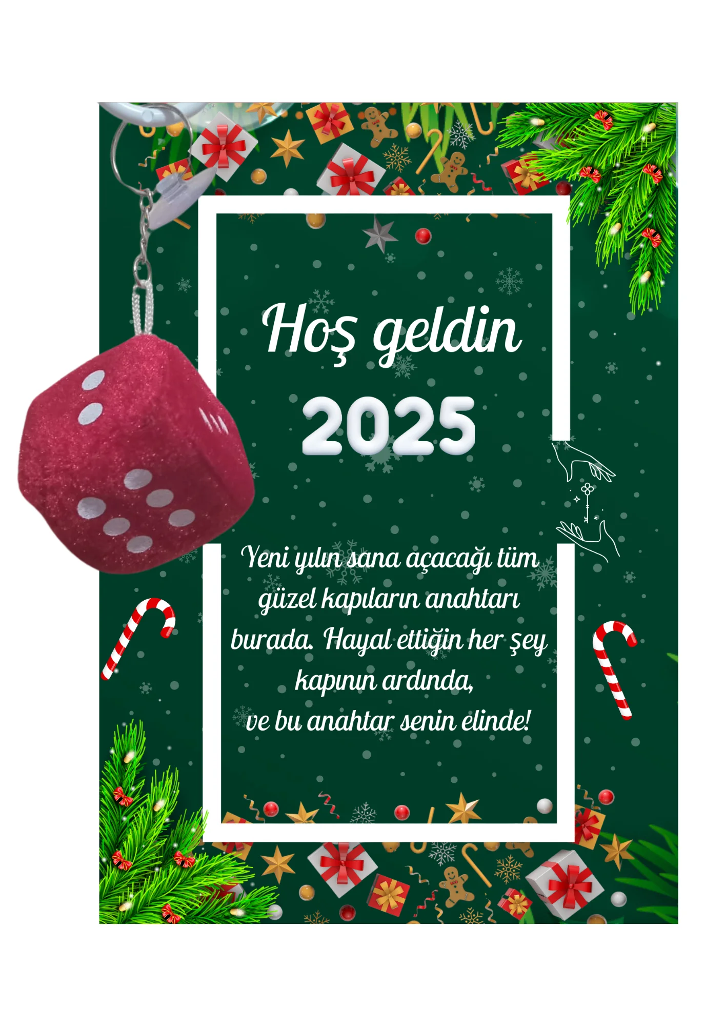 Yeni Yıl Kart Üzerinde Anahtarlık (Kişiye Özel Yazı Yazdırılabili Yeni Yıl Kart Üzerinde Anahtarlık (Kişiye Özel Yazı Yazdırılabili