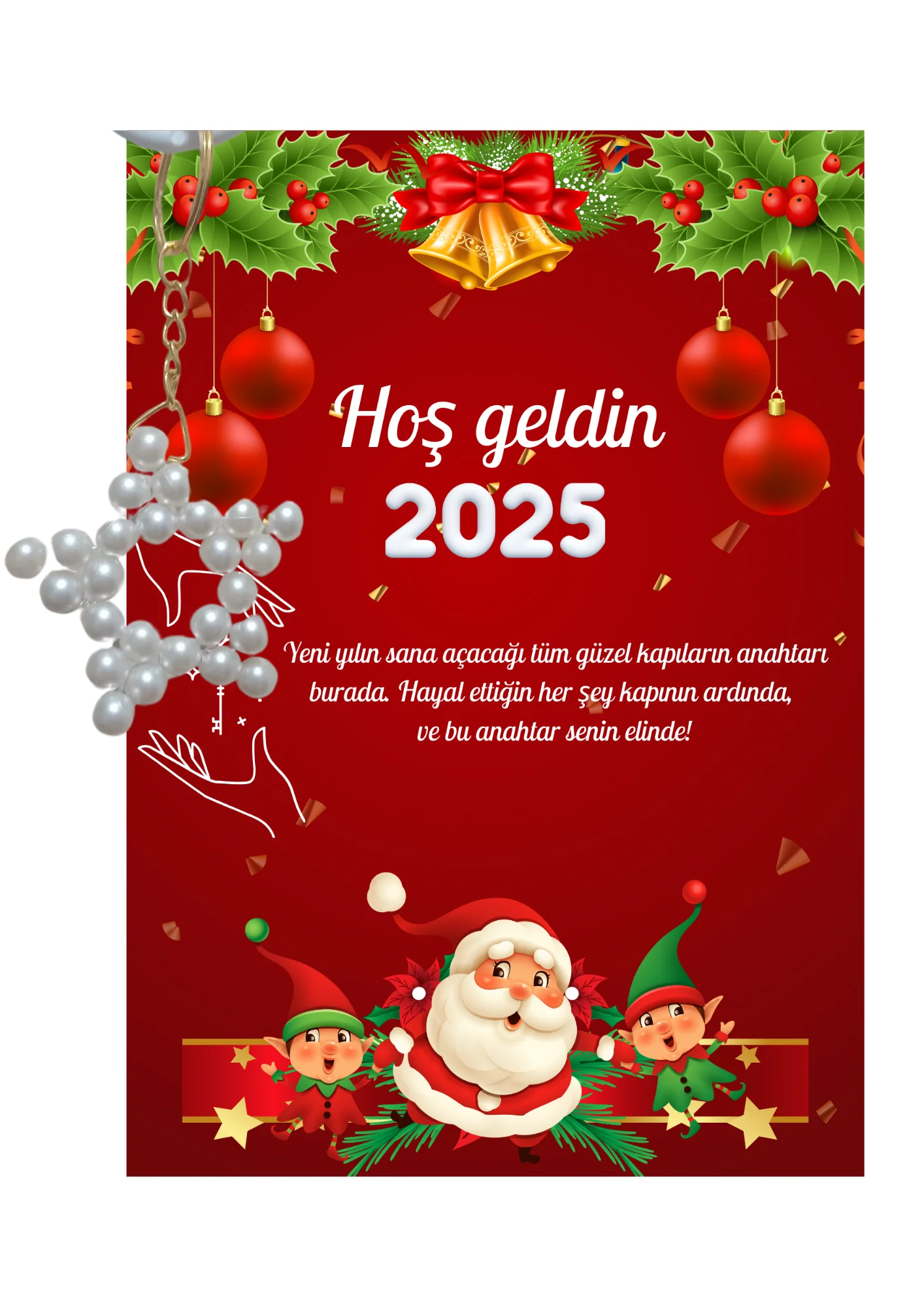 Yeni Yıl Noel Baba Kart Üzerinde Anahtarlık (Kişiye Özel Yazı Yaz Yeni Yıl Noel Baba Kart Üzerinde Anahtarlık (Kişiye Özel Yazı Yaz