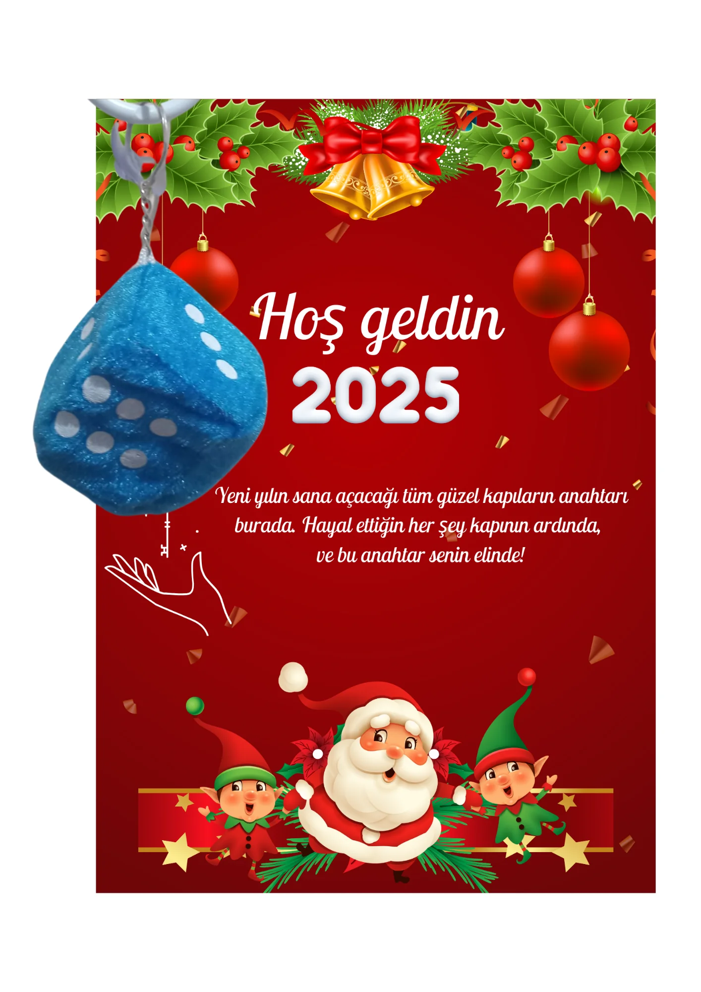 Yeni Yıl Noel Baba Kart Üzerinde Anahtarlık (Kişiye Özel Yazı Yaz Yeni Yıl Noel Baba Kart Üzerinde Anahtarlık (Kişiye Özel Yazı Yaz