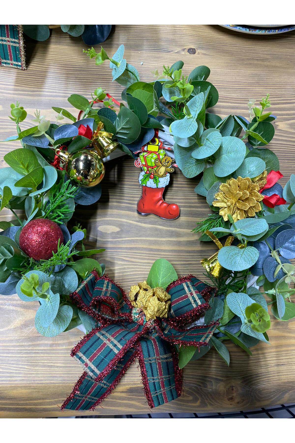 Yeni Yıl Temalı Bambu Kapı Çelengi 35cm