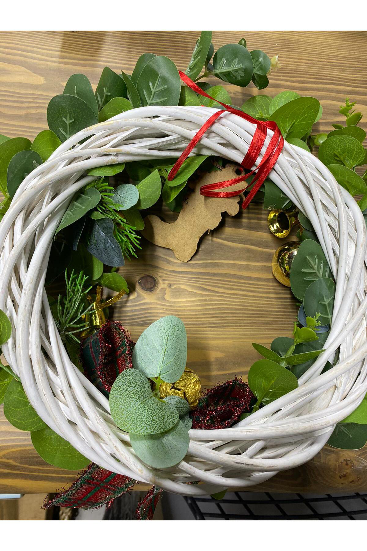 Elif Aksesuar Yeni Yıl Temalı Bambu Kapı Çelengi 35Cm