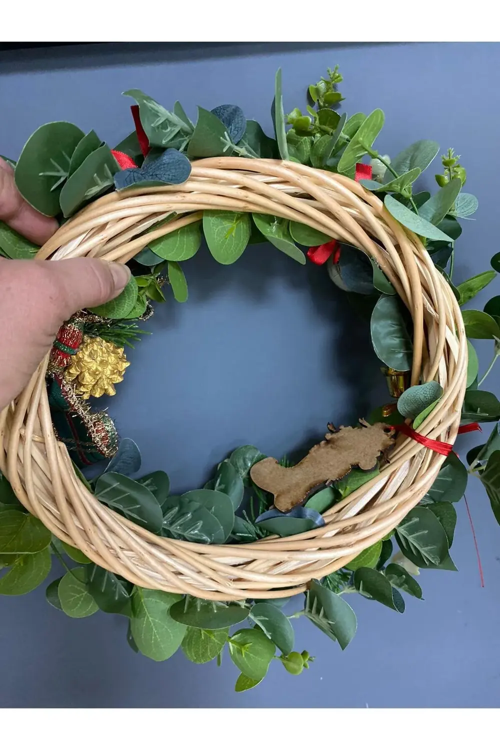 Yeni Yıl Temalı Bambu Kapı Çelengi 35cm