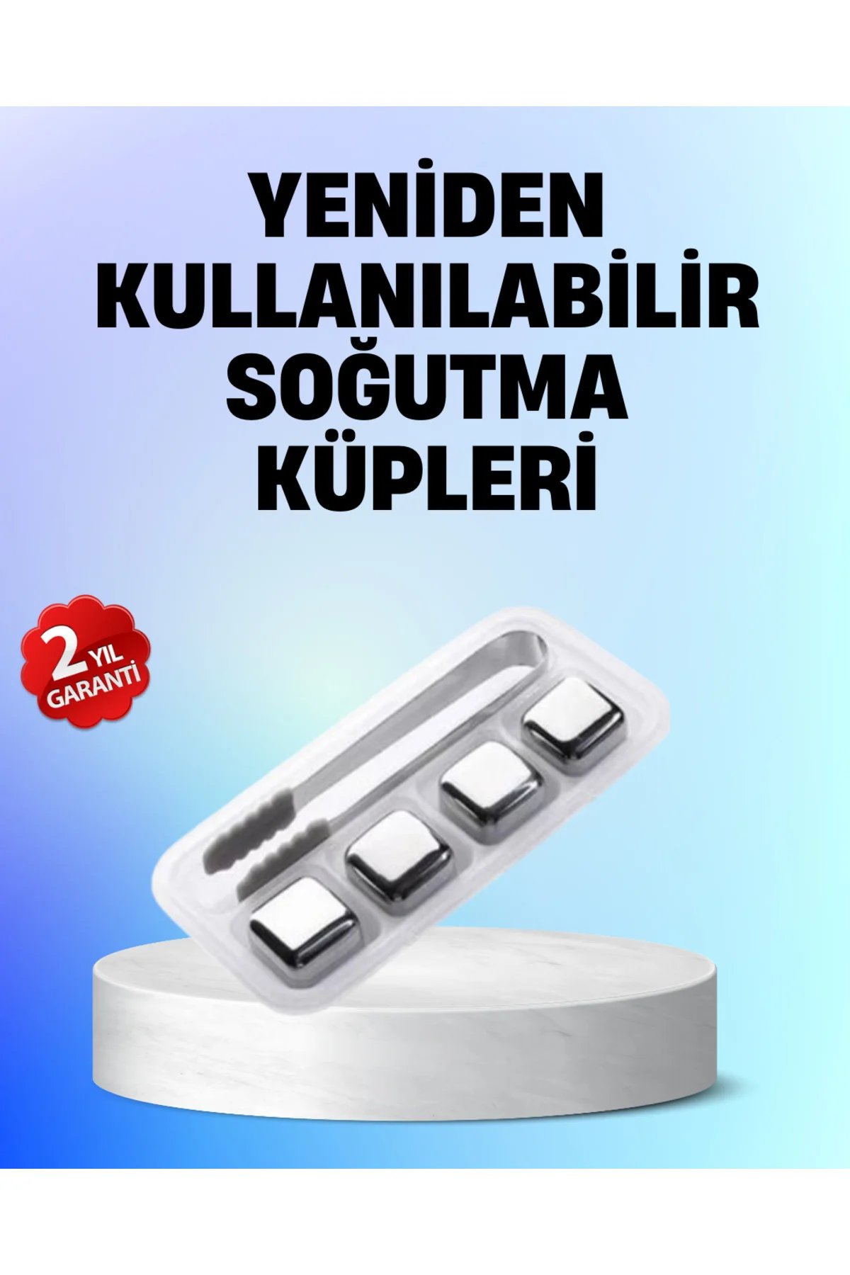 Yeniden Kullanılabilir 304 Çelik Metal Buz Küpleri 4'lü Set