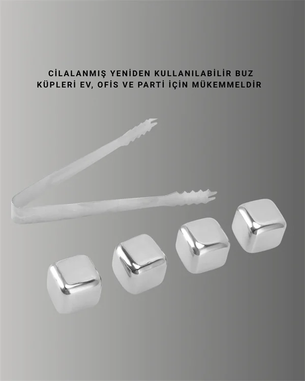 Yeniden Kullanılabilir 304 Çelik Metal Buz Küpleri 4'lü Set Fiyatı, Yorumları ve Özellikleri