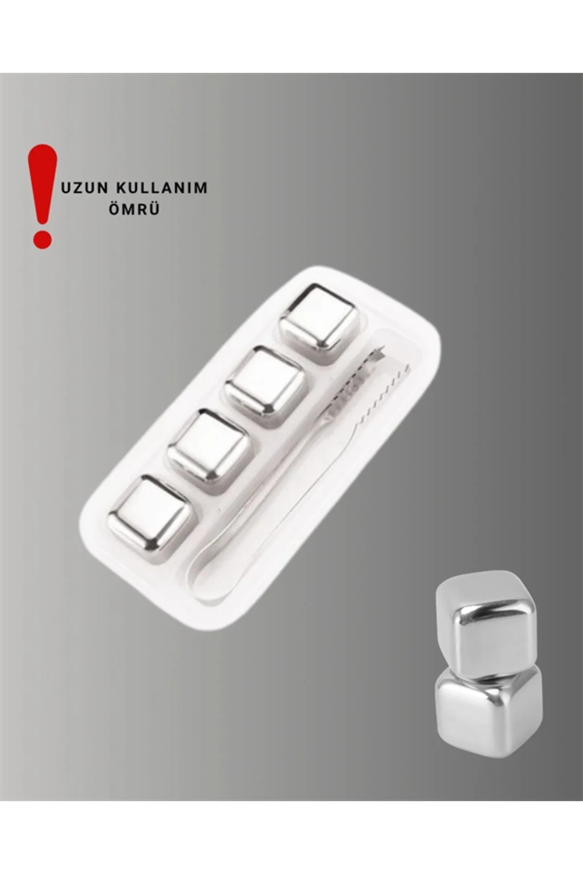 Yeniden Kullanılabilir 304 Çelik Metal Buz Küpleri 4'lü Set