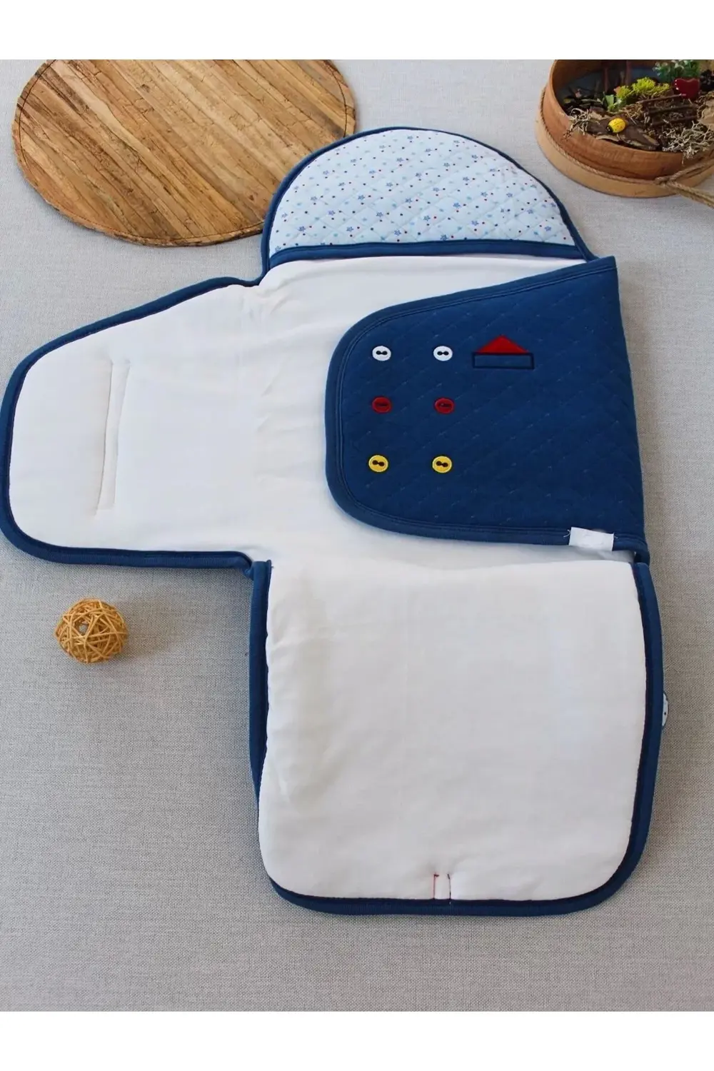 Yenidoğan Açılır Kucaklı Smokin Ayaklı Erkek Bebek Kundak Mavi