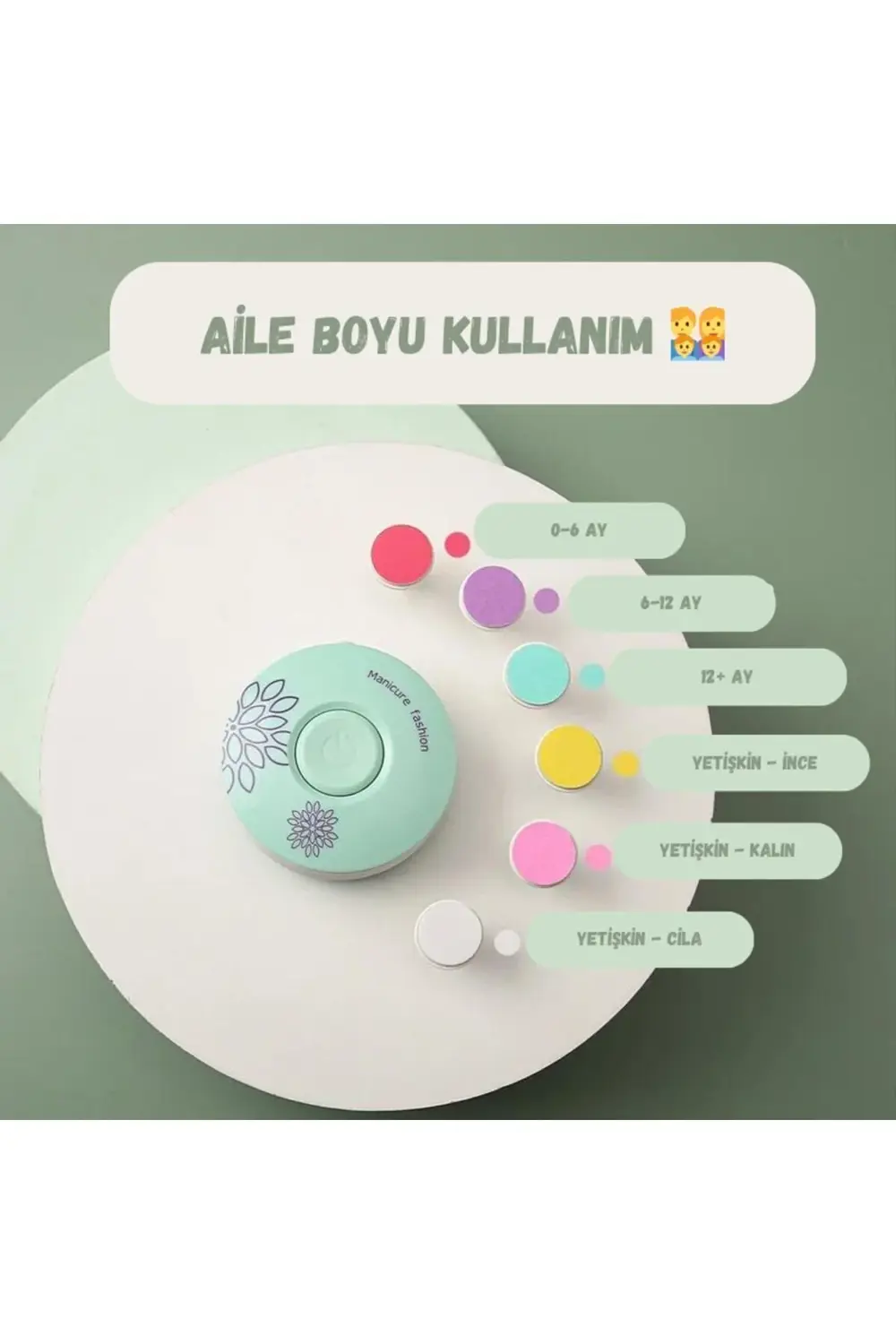 Yenidoğan Bebek Çocuk Yetişkin Döner Pilli Tırnak Kesme Törpü Mak