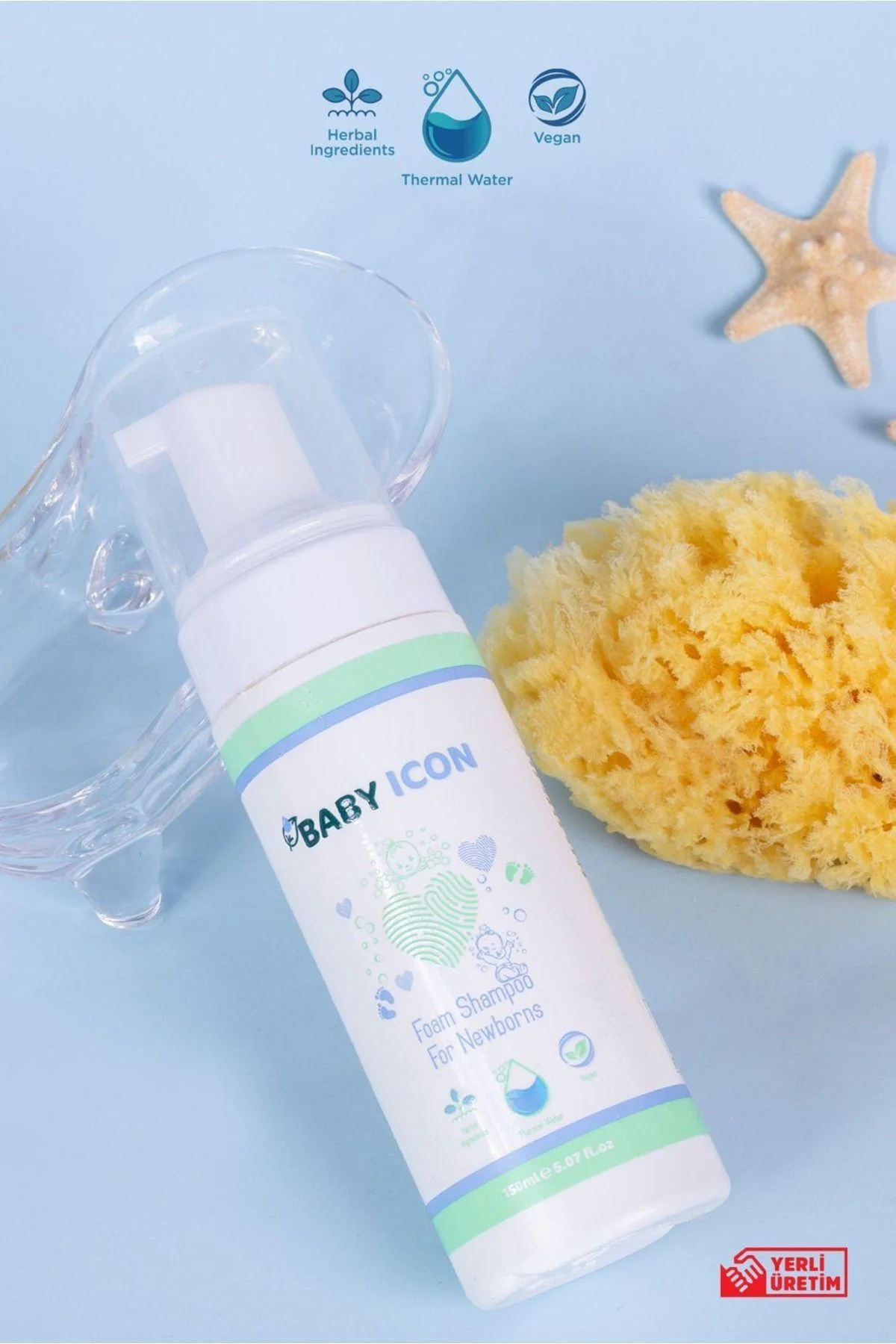 Yenidoğan Bebek Köpük Şampuanı - 150 ml Vegan Doğal Içerikli Kona