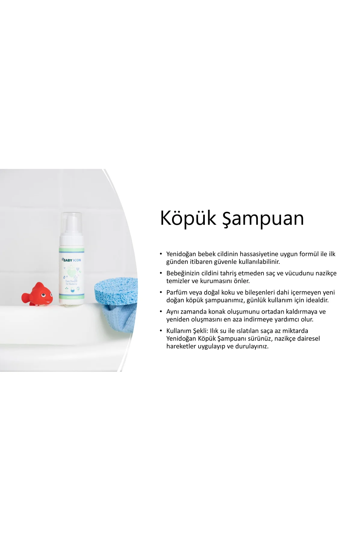 Yenidoğan Bebek Köpük Şampuanı - 150 ml Vegan Doğal Içerikli Kona