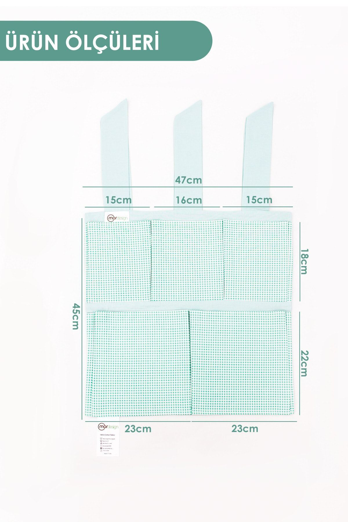 Mordesign Yenidoğan Beşik Yanı Düzenleyici, 5 Cepli Bebek Odası Organizeri,