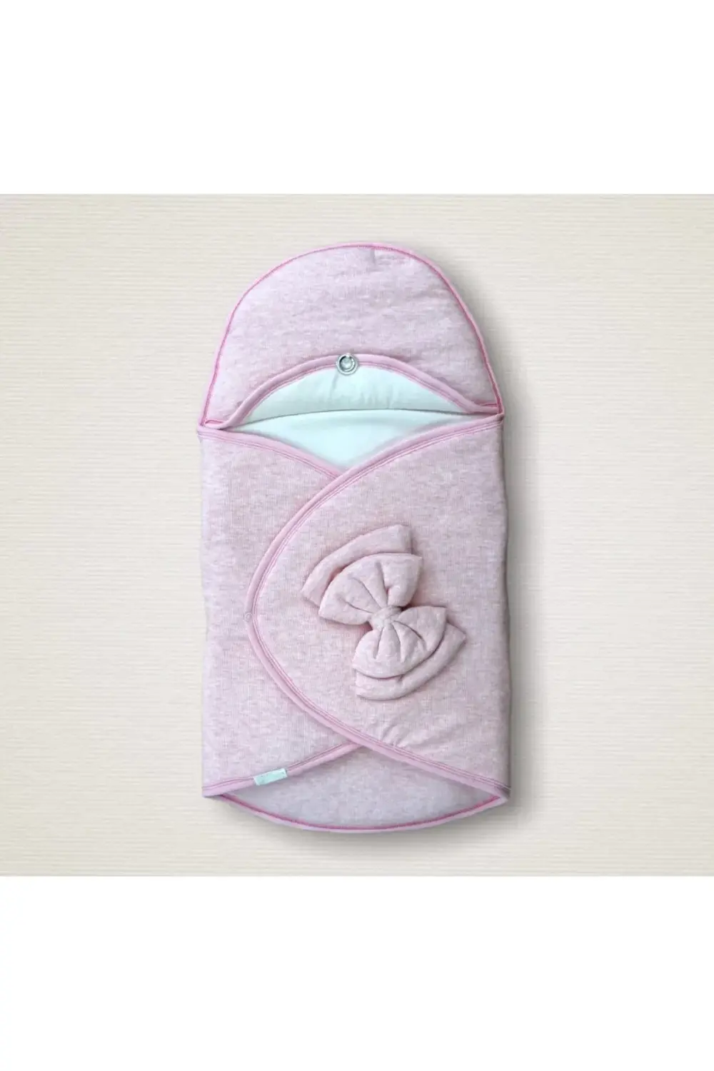 Yenidoğan Düğme Detaylı Çizgi Efektli Çift Fiyonk Klasik Kundak B