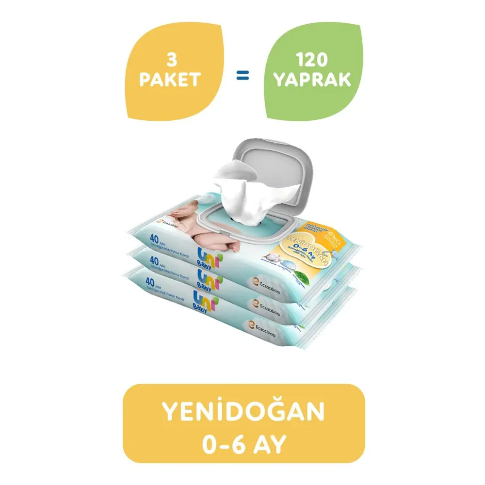 Yenidoğan Islak Havlu Mendil 3Lü 120 Yaprak Yenidoğan Islak Havlu Mendil 3Lü 120 Yaprak