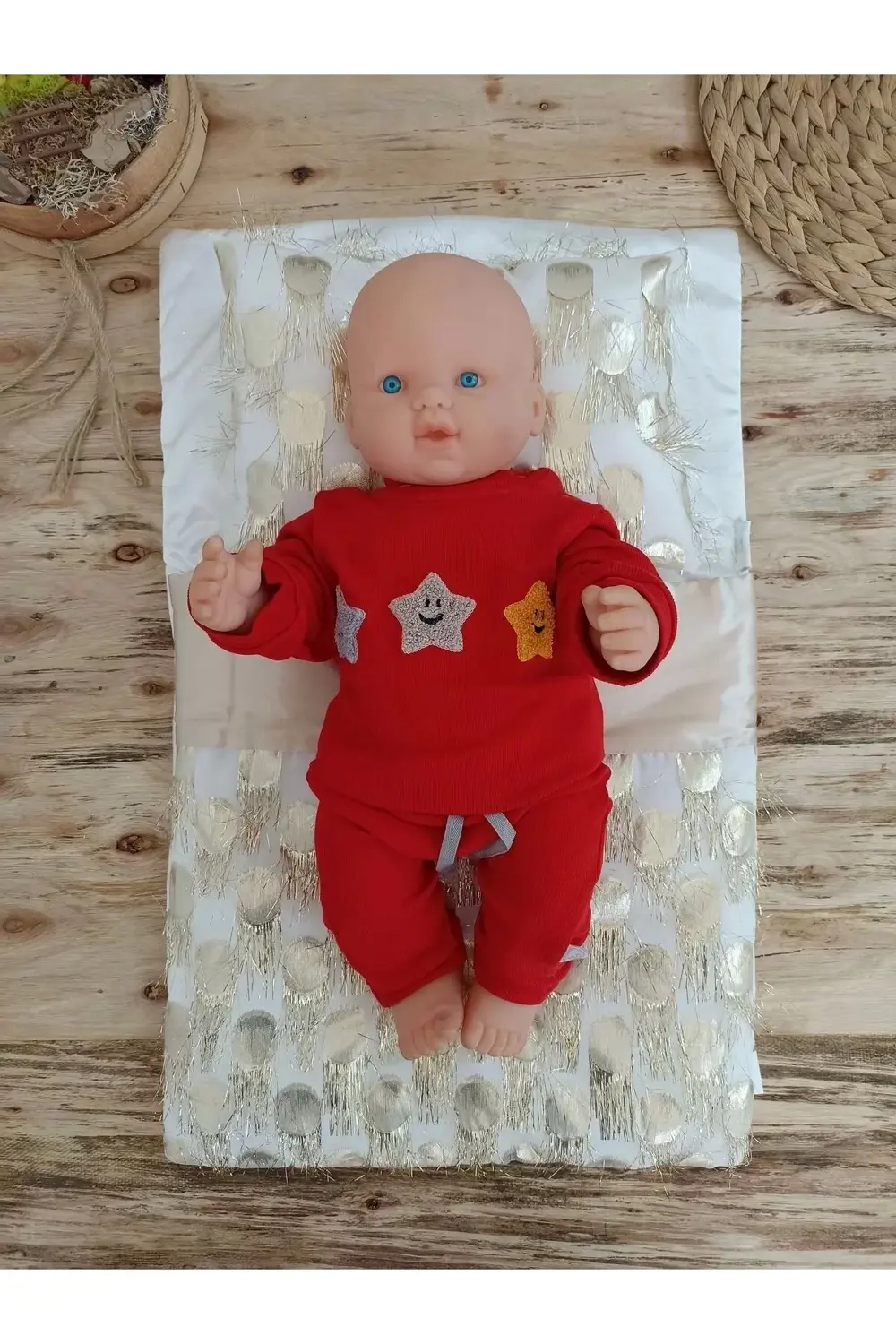 Yenidoğan İzmir İncisi Tül İşlemeli Pamuklu Fiyonklu Kundaklı Lük