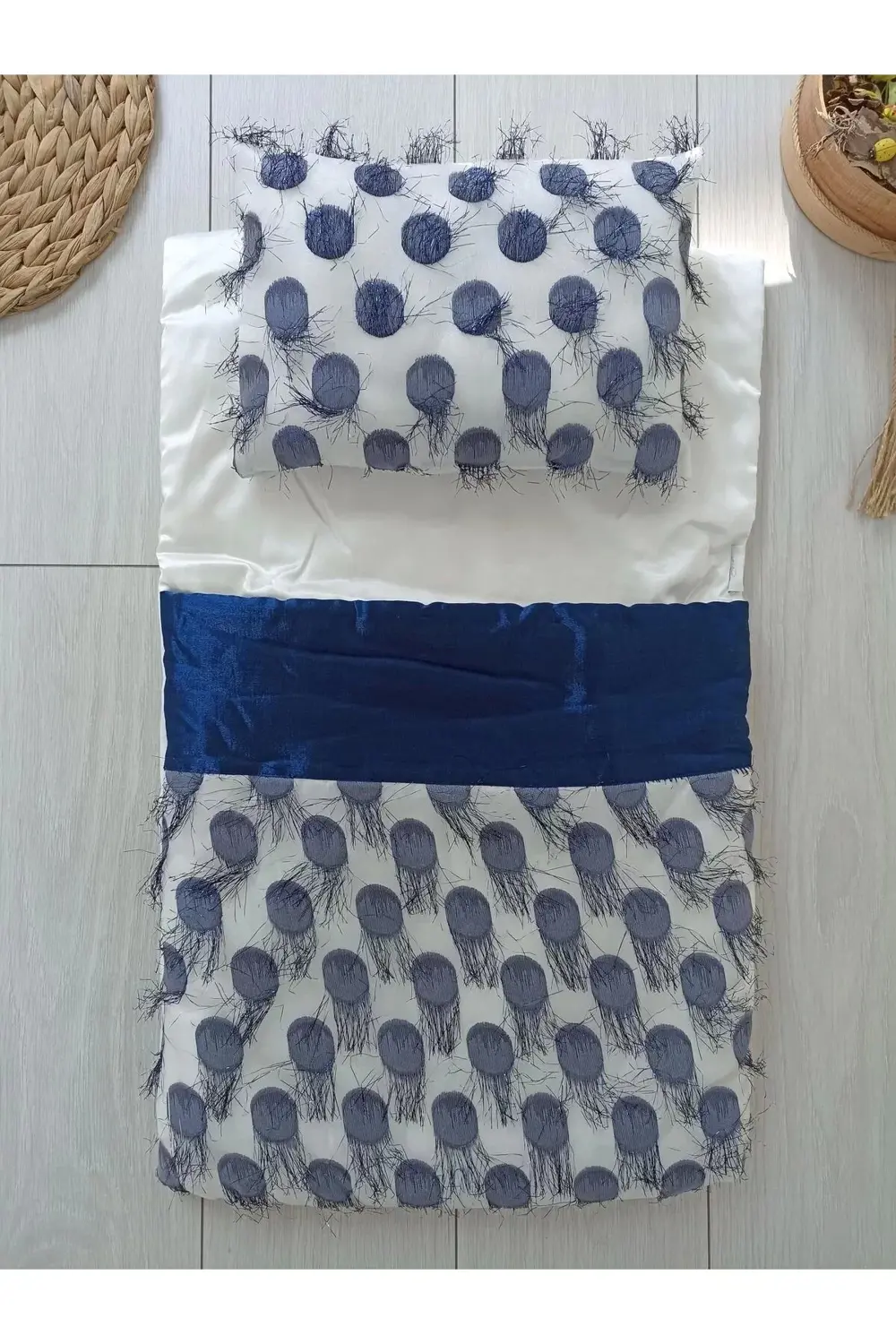 Yenidoğan İzmir İncisi Tül İşlemeli Pamuklu Fiyonklu Kundaklı Lük