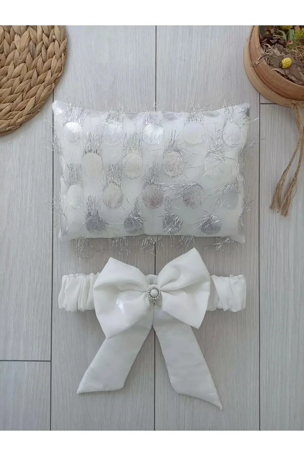 Yenidoğan İzmir İncisi Tül İşlemeli Pamuklu Fiyonklu Kundaklı Lük