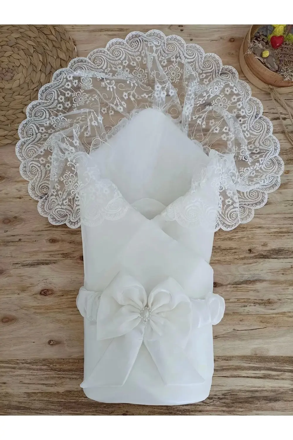 Yenidoğan Kumru İnci Fiyonk Kristal Parlak Duvaklı Kundak Bebek B