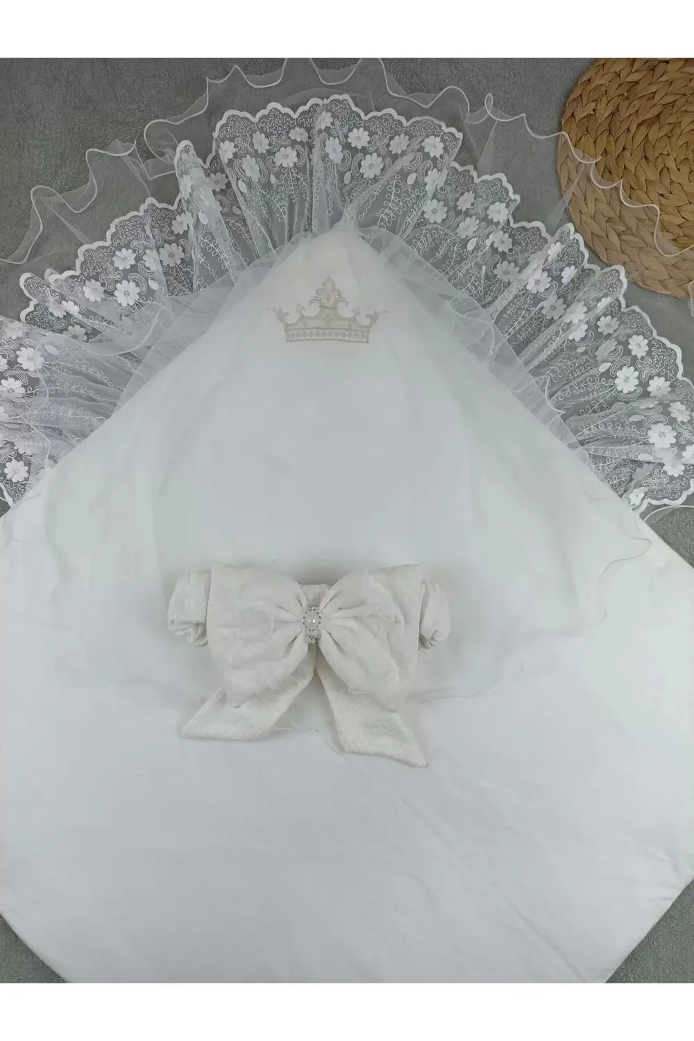 Yenidoğan Kumru Soft Cotton Taç Nakışlı Trilüks Kundak Bebek Batt