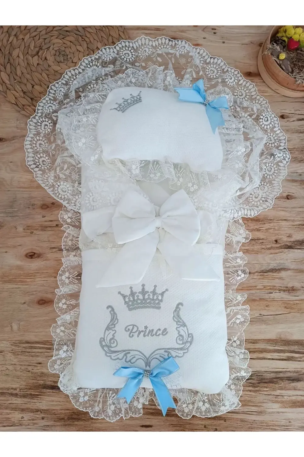 Yenidoğan Sahra Benim Prensim Nakışlı Kundaklı Trilüks Erkek 3lü