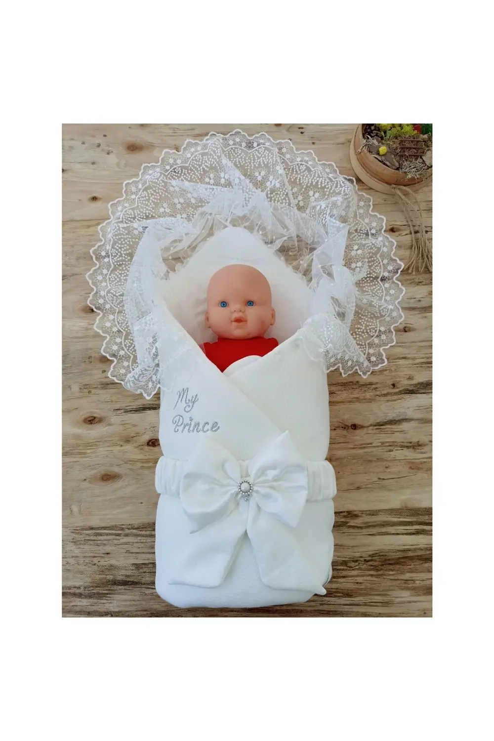 Yenidoğan Sahra My Prince Nakışlı Lüks Kundak Bebek Battaniyesi