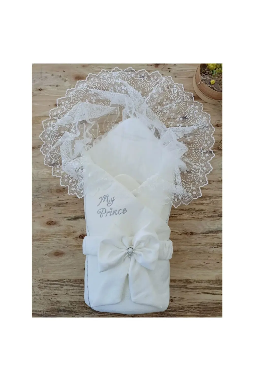 Yenidoğan Sahra My Prince Nakışlı Lüks Kundak Bebek Battaniyesi