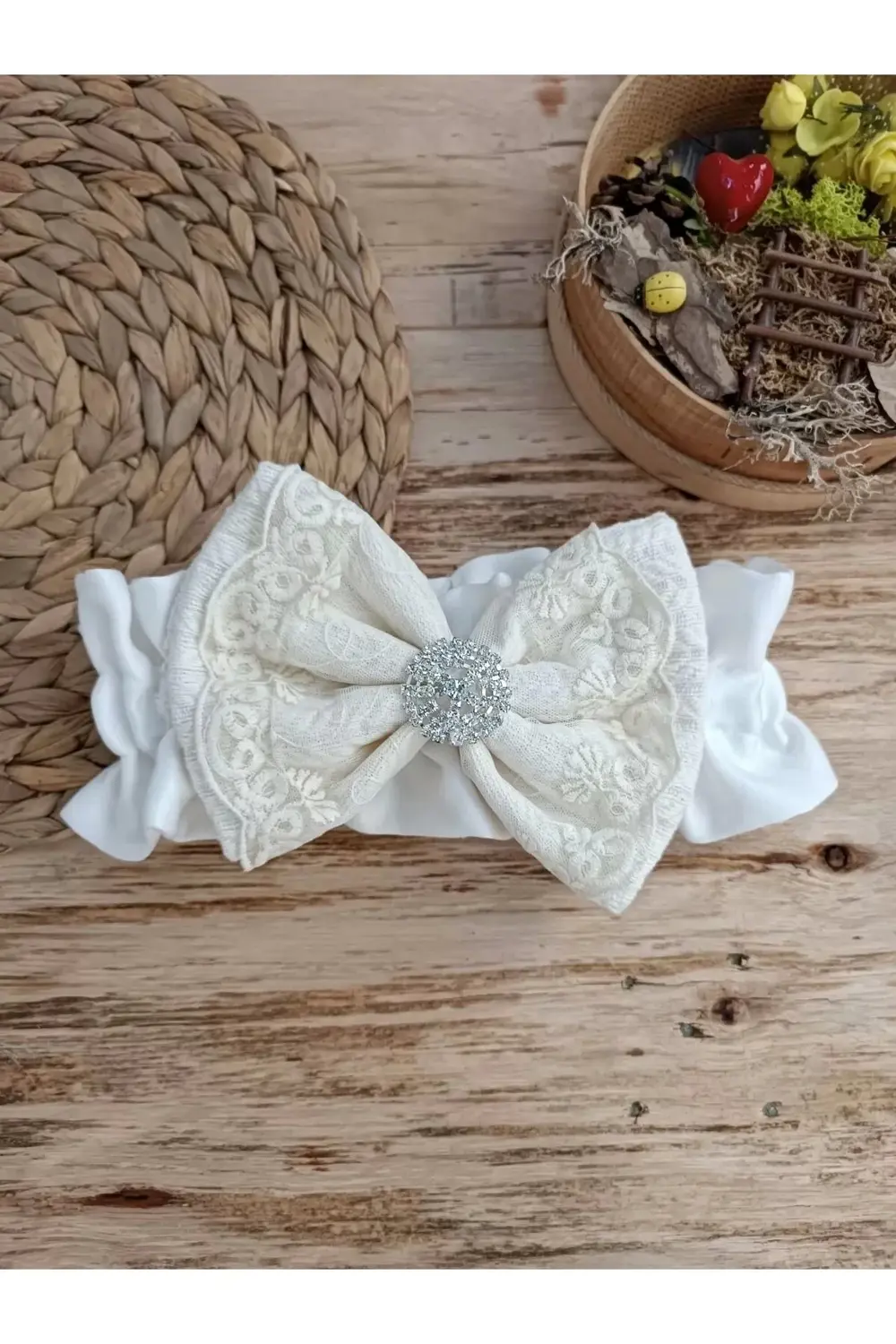 Yenidoğan Teri Cotton Taç Nakışlı Prizma Taş Kundak Bebek Battani