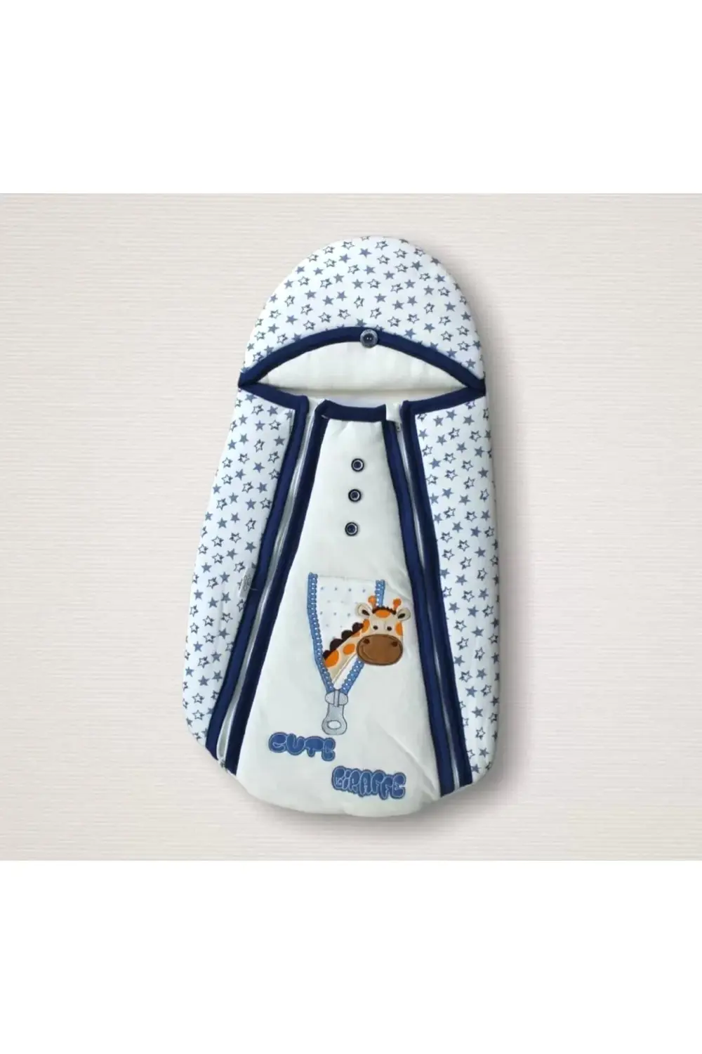 Yenidoğan Zürafa Nakışlı Çift Fermuarlı Erkek Kundak Bebek Battan